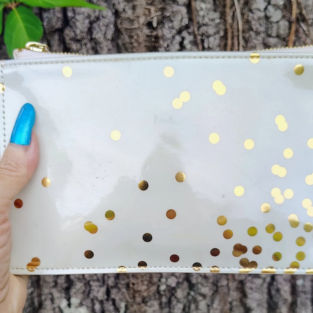 KATE SPADE NEW YORK CONFETTI DOT PENCIL POUCH W/BONUS KS ERASER NWT